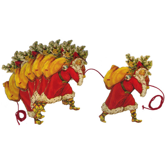 Large Santa Claus Paper Scrap Garland ~ England
